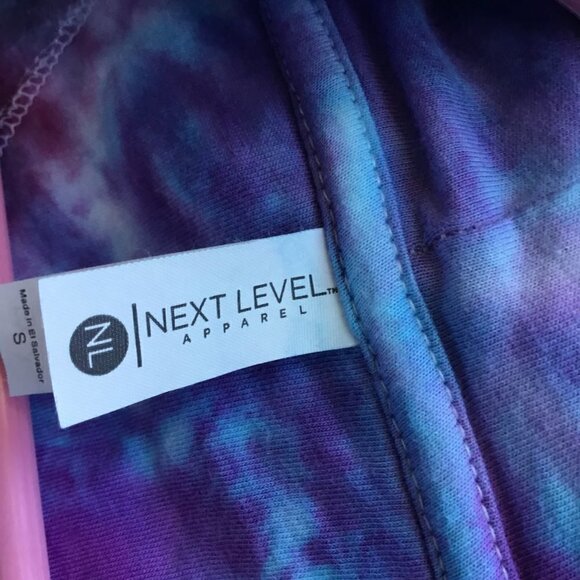 Next Level Apparel Hooded Sweatshirt Tie Dye in Pink, White, Turquoise Sz Small - Picture 5 of 6